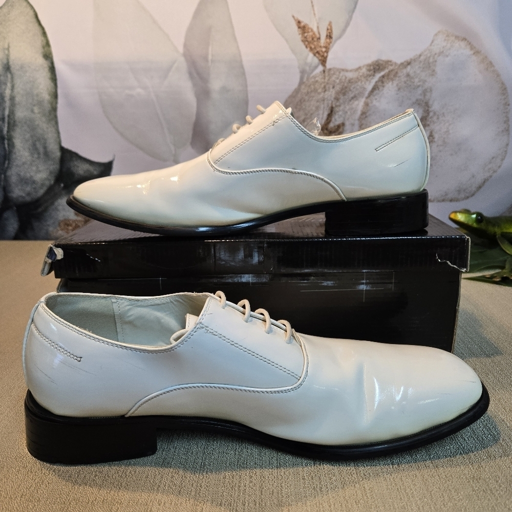 Alberto Fellini Men's White Patent Formal Oxfords sz 12 - Picture 2 of 7